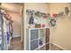 Well-organized closet with shelves and hanging rods at 225 Big Horn Dr # 5, Boulder City, NV 89005