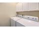 Bright laundry room, washer, dryer, and white cabinets at 225 Big Horn Dr # 5, Boulder City, NV 89005