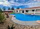 Stunning pool and patio area with rock waterfall feature at 2250 Shaw Cir, Las Vegas, NV 89117