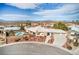 Aerial view of home with desert landscaping, mature trees, and in-ground pool at 3540 E Burgundy Dr, Pahrump, NV 89048