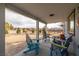 Covered patio with colorful chairs and view of backyard at 5521 Money St, Pahrump, NV 89048