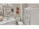 Bright bathroom featuring marble countertops and glass shower stall at 830 Carnegie St # 1821, Henderson, NV 89052