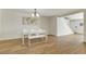 Dining area featuring a modern table, chairs, bench, and contemporary decor at 3473 Monte Carlo Dr, Las Vegas, NV 89121