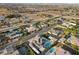 Aerial view of a residential neighborhood, featuring a house with a pool at 7869 Wheeler Creek Ct, Las Vegas, NV 89113