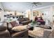 Relaxing living room with leather sofas and a view of the kitchen at 2818 Belmont Dr, Henderson, NV 89074