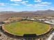 Aerial view of baseball field with pristine green grass at 10397 Station Creek Cir, Las Vegas, NV 89178