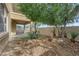 Inviting backyard features low-maintenance landscaping with trees and shrubs at 2033 Old Field Ave, North Las Vegas, NV 89081