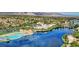 Aerial view of lake community with resort style pool at 3150 Soft Breezes Dr # 2025, Las Vegas, NV 89128