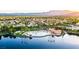 Aerial view of lake community with resort style pool at 3150 Soft Breezes Dr # 2025, Las Vegas, NV 89128