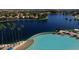 Aerial view of community lake and resort style pool at 3150 Soft Breezes Dr # 2025, Las Vegas, NV 89128