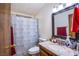 Bathroom with granite vanity and shower/tub combo at 3209 Tularosa Ln, Las Vegas, NV 89122