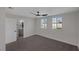 Bedroom with carpet, ceiling fan, and view of the pool at 4506 Alpine Pl, Las Vegas, NV 89107