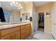 Bathroom boasts double sinks, a walk-in shower, and a linen closet at 2595 Fountain Ave, Pahrump, NV 89048