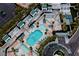 Aerial view of the pool with lounge seating and lush landscaping at 2700 Las Vegas Blvd # 3105, Las Vegas, NV 89109