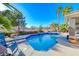 Backyard swimming pool and spa, perfect for outdoor relaxation and entertaining at 471 Eagle Vista Dr, Henderson, NV 89012