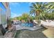 Relaxing pool area with palm trees and patio at 1812 Dalton Dr, Henderson, NV 89014