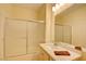 Bathroom with a shower and single sink vanity at 1830 N Buffalo Dr # 1007, Las Vegas, NV 89128