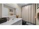 Bathroom with a shower/tub combo and a modern vanity at 2107 Inverness Dr, Henderson, NV 89074