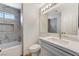 Updated bathroom with modern vanity and tiled shower at 2633 S Durango Dr # 201, Las Vegas, NV 89117