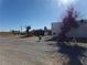 Front yard with gravel, trees, and mobile homes at 3381 W Simkins Rd, Pahrump, NV 89060