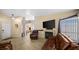 Living room with leather furniture and a fireplace at 4527 Buddy Holly Ct, North Las Vegas, NV 89031