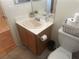 Bathroom with a vanity, toilet, and a corner sink at 5005 Prairie Springs Ct, Las Vegas, NV 89130