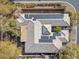 Aerial view of home showcasing solar panels and desert landscaping at 7288 Olsen Farm St, Las Vegas, NV 89131