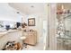 Wet bar with wine rack and cabinetry, adjacent to living area at 9123 Claretta Dr, Las Vegas, NV 89129