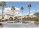 Community pool with palm trees and fence at 10009 Delicate Dew St, Las Vegas, NV 89183