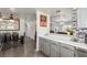 Kitchen with gray cabinets and stainless steel appliances at 1375 E Hacienda Ave # 201, Las Vegas, NV 89119