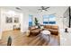 Modern living room featuring a leather sectional and city views, near home office at 150 Las Vegas Blvd # 1909, Las Vegas, NV 89101