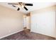 Bedroom with double door closet and ceiling fan at 2000 Golden Shadow Ct, Henderson, NV 89002