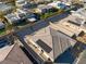 Aerial perspective of a new construction home community featuring solar panels at 2669 Pioneer Estates Ct, Las Vegas, NV 89117