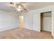 Bedroom with neutral walls, ceiling fan and carpet at 303 Glasgow St, Henderson, NV 89015