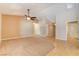 Open living area with neutral walls and hardwood flooring at 303 Glasgow St, Henderson, NV 89015