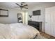 Spacious bedroom with wood floors and ceiling fan at 427 Shamrock Dr, Henderson, NV 89002