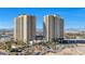 Aerial view showing twin towers, landscaping, and surrounding area at 8255 Las Vegas Blvd # 1505, Las Vegas, NV 89123