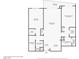 This floor plan shows a condo with two bedrooms, two bathrooms, a balcony, and an open living area at 8255 Las Vegas Blvd # 1505, Las Vegas, NV 89123