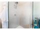 Clean shower with light beige tile and built-in shower caddy at 900 Las Vegas Blvd # 904, Las Vegas, NV 89101