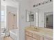 Clean bathroom with shower/tub combo and vanity at 2536 Golden Sands Dr, Las Vegas, NV 89128