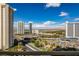 Aerial view of city skyline, featuring multiple high-rise buildings and a lively cityscape at 2857 Paradise Rd # 1901, Las Vegas, NV 89109