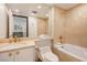 Clean bathroom with a built-in vanity and bathtub at 2857 Paradise Rd # 1901, Las Vegas, NV 89109