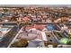 Aerial view of single story home with pool and large backyard at 5117 Dancer Way, Las Vegas, NV 89107