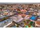 Aerial view of house with pool and large backyard in a residential neighborhood at 5117 Dancer Way, Las Vegas, NV 89107