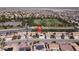 Aerial view showcasing house location and nearby park at 1306 Big Tree Ave, North Las Vegas, NV 89031
