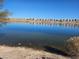 Scenic view of community pond with clear water reflecting nearby residential buildings at 1411 Bareback Ct, Henderson, NV 89014