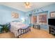 Charming bedroom with window seating and ceiling fan at 2563 Collinsville Dr, Henderson, NV 89052