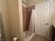 Bathroom shower with tiled walls and door to exterior at 3550 Bay Sands Dr # 3081, Laughlin, NV 89029
