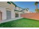 Private backyard with artificial turf and block wall at 5040 Sublight Ave, Las Vegas, NV 89108