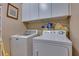 Laundry room with washer, dryer, and overhead cabinets at 5916 Naperville St, Las Vegas, NV 89130